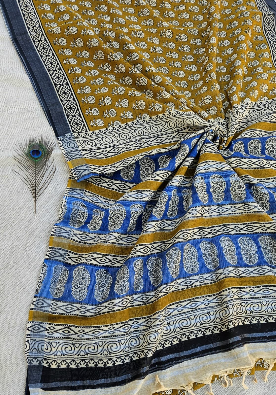 Cotton Linen Printed Saree