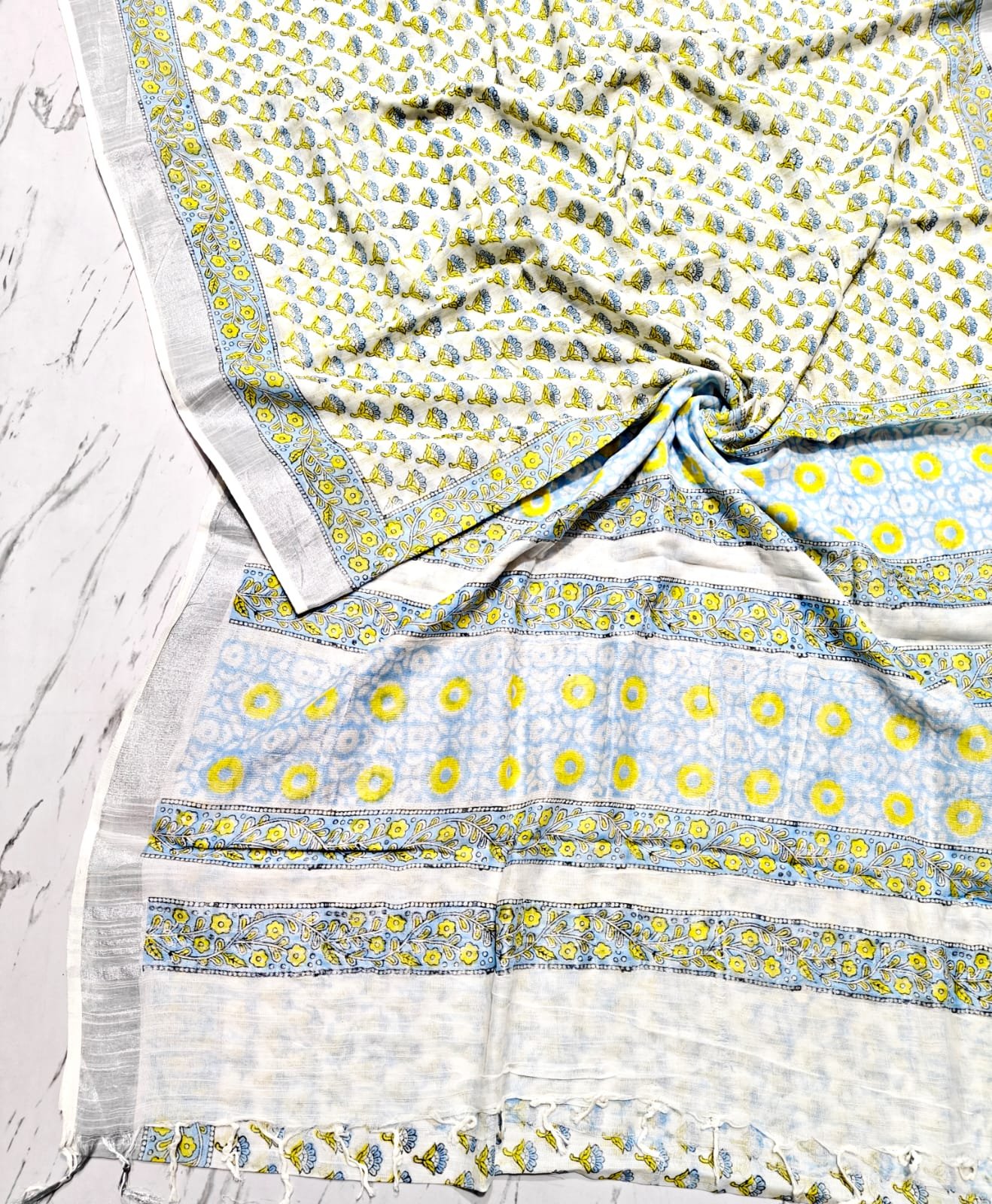 Cotton Linen Printed Saree