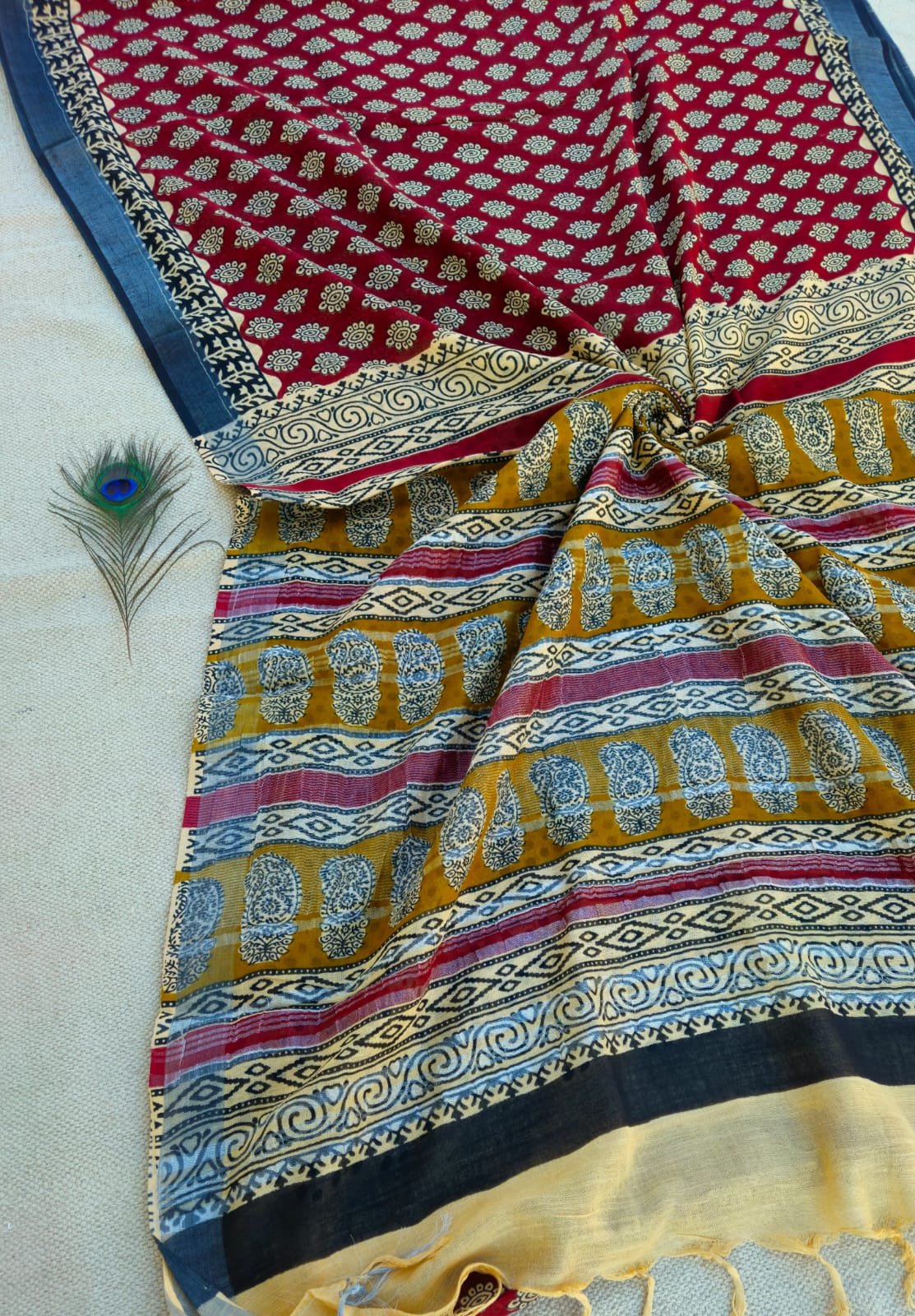 Cotton Linen Printed Saree