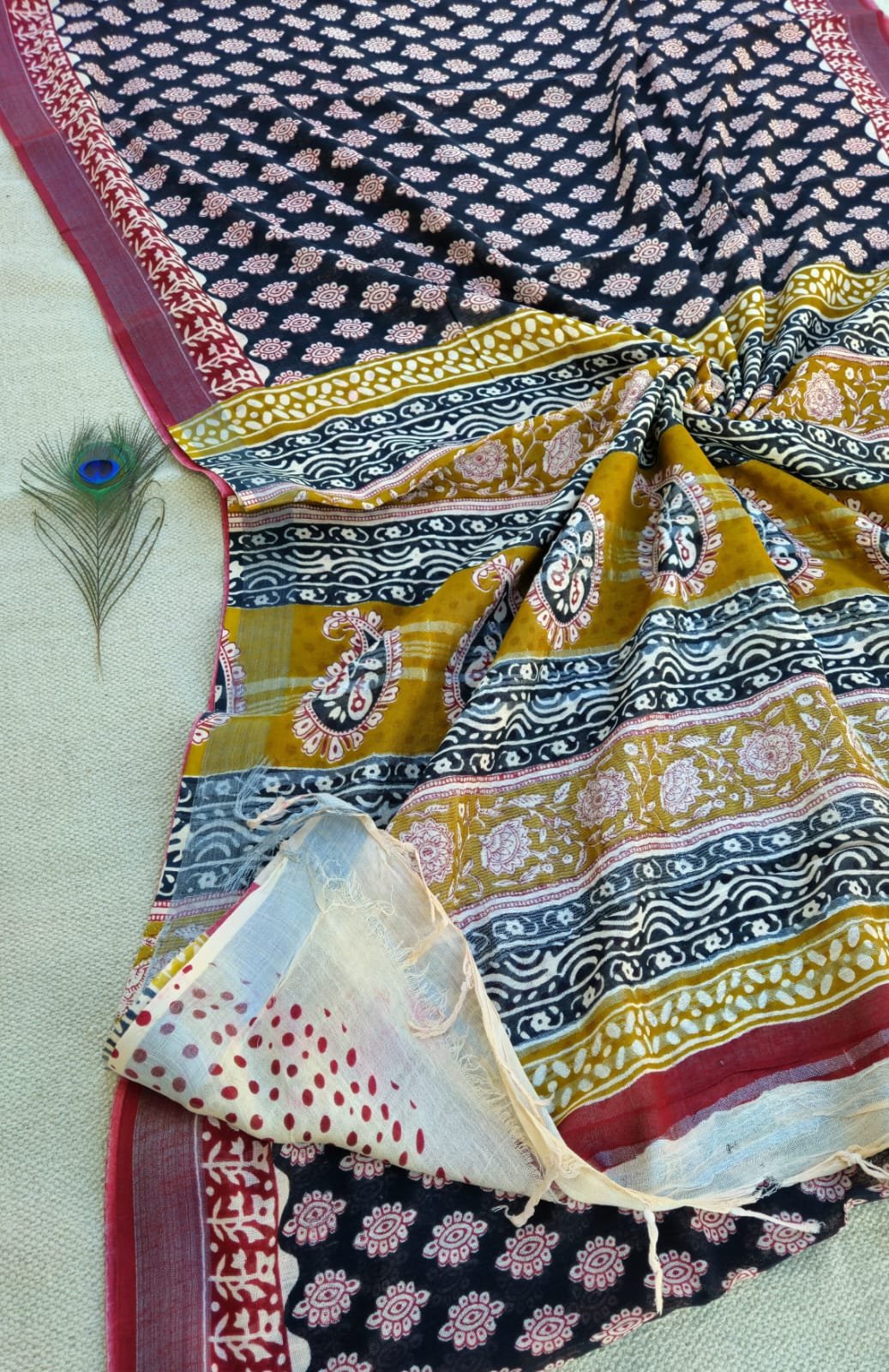 Cotton Linen Printed Saree