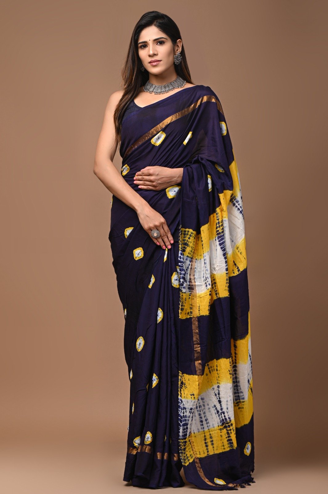 Hand Block Printed Assam Silk Saree