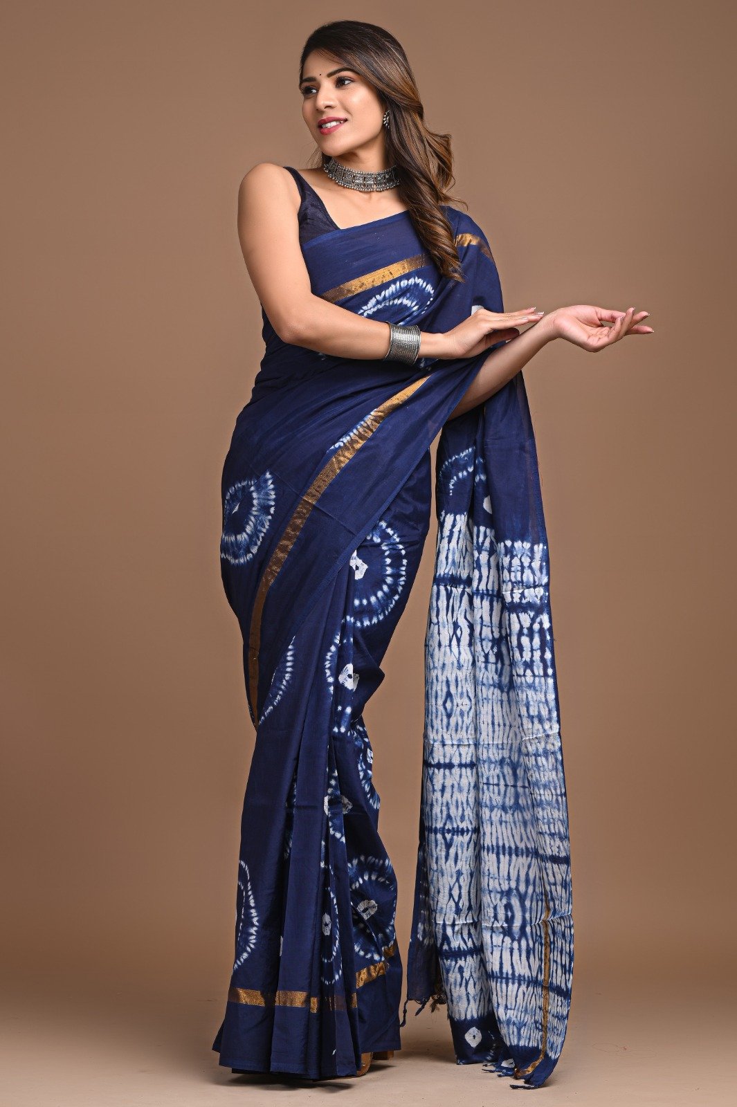 Hand Block Printed Assam Silk Saree