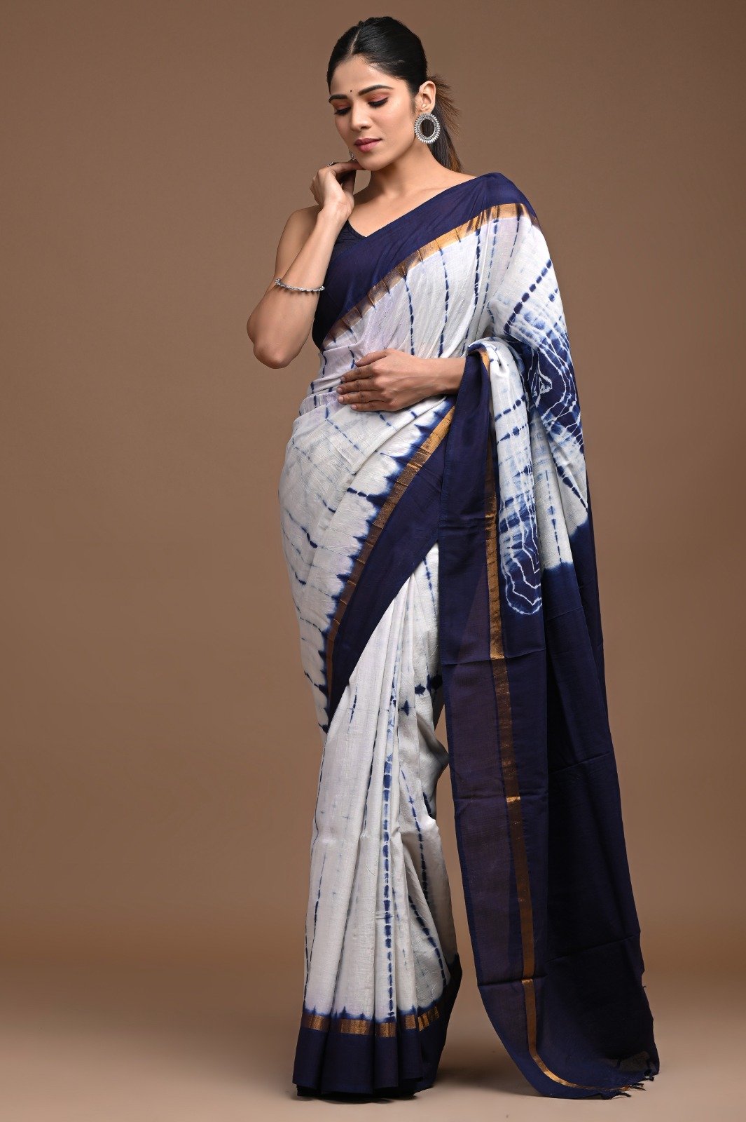 Hand Block Printed Assam Silk Saree