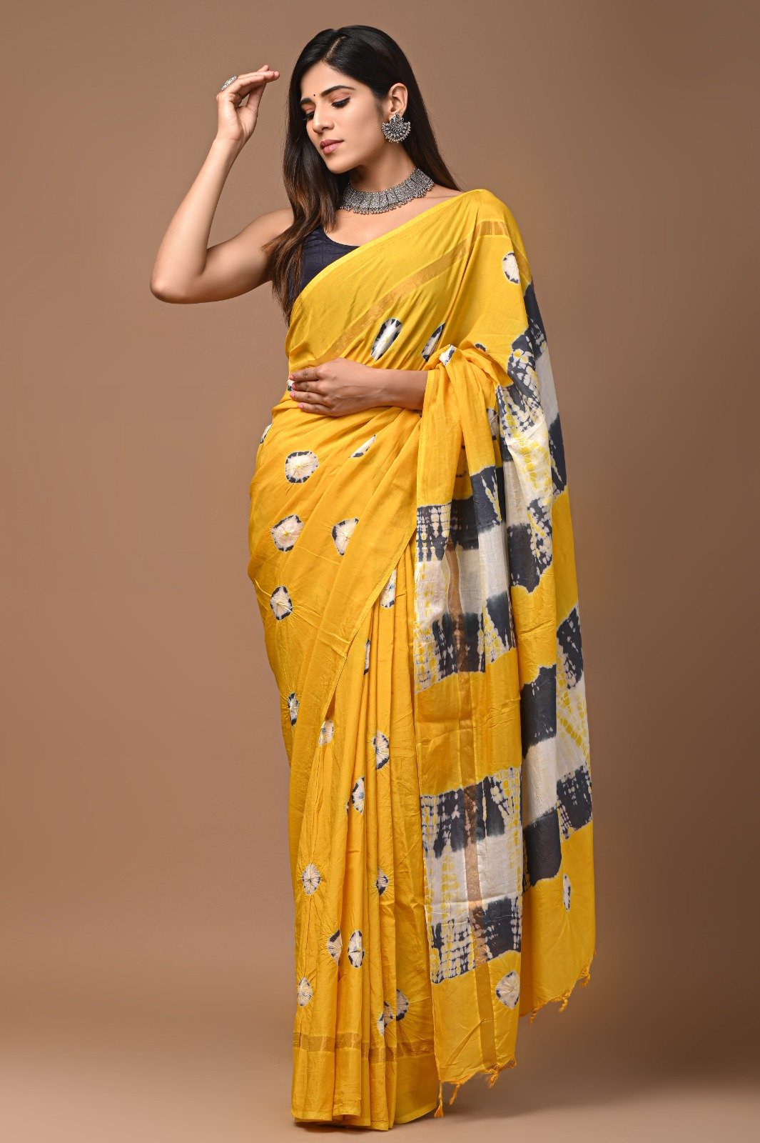 Hand Block Printed Assam Silk Saree