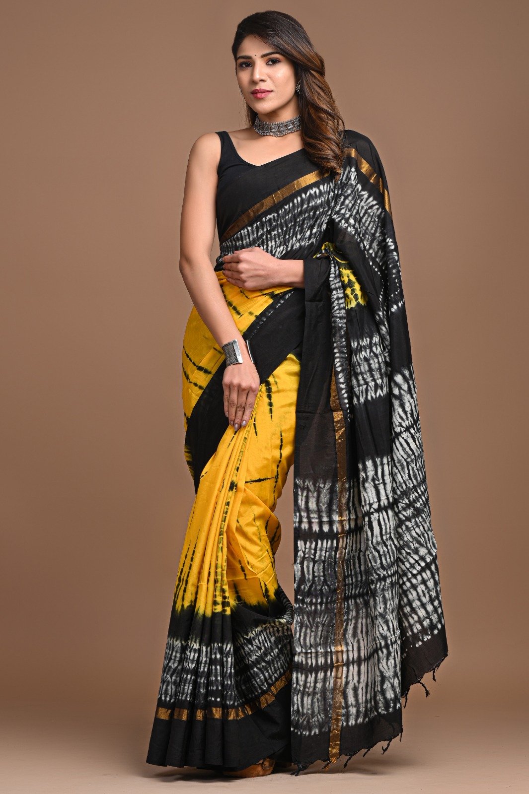 Hand Block Printed Assam Silk Saree