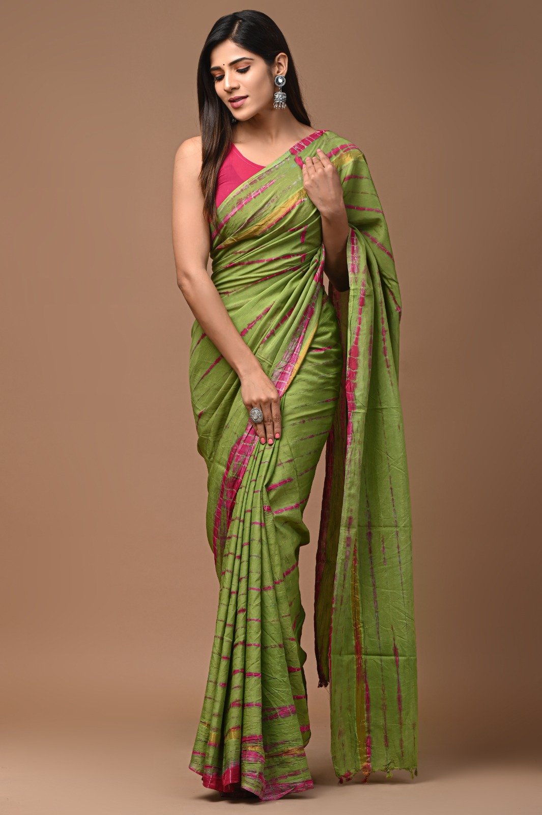 Hand Block Printed Assam Silk Saree