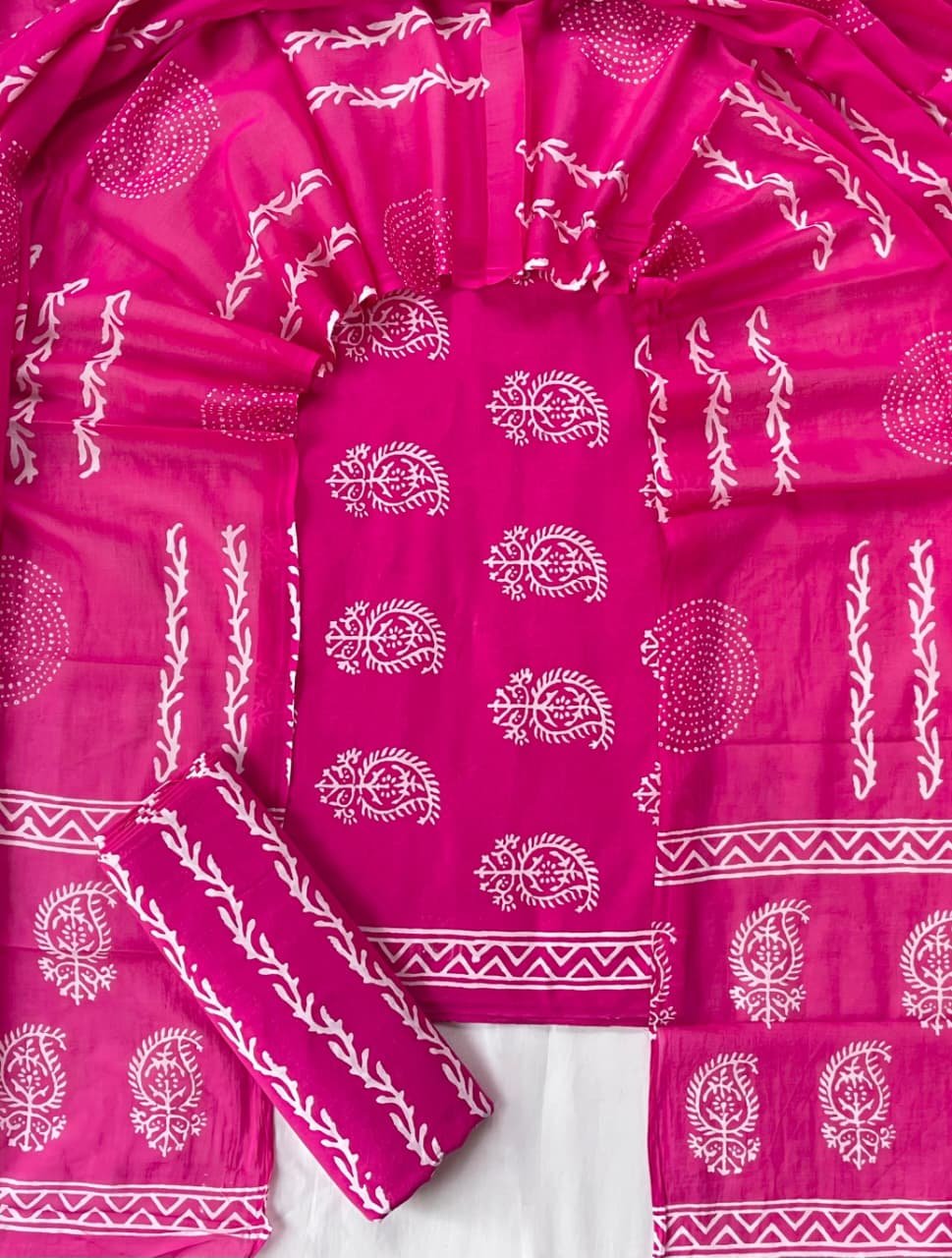 Cotton Dupatta Block Printed Suit