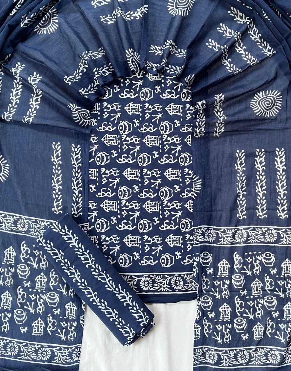 Cotton Dupatta Block Printed Suit