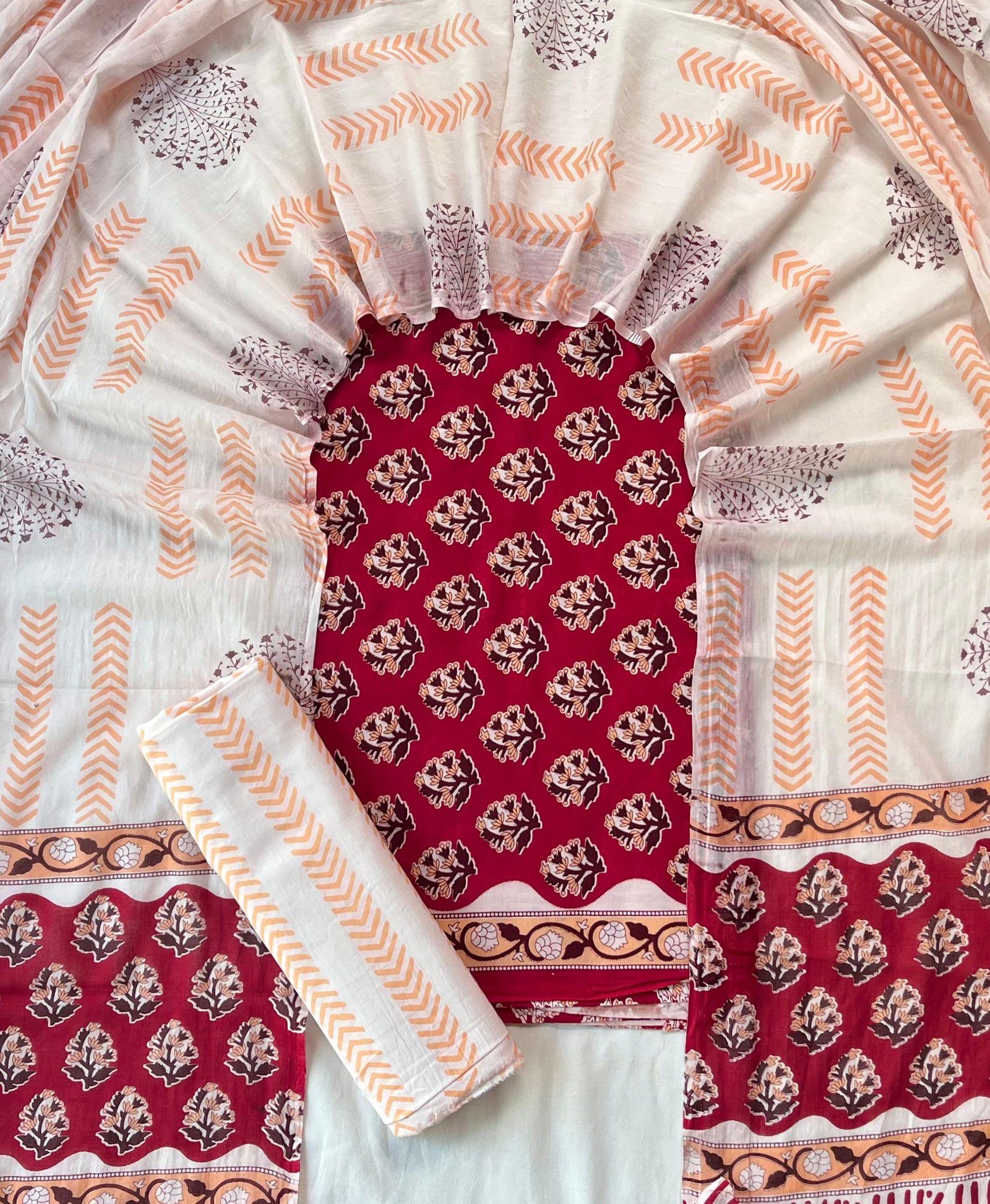 Cotton Dupatta Block Printed Suit