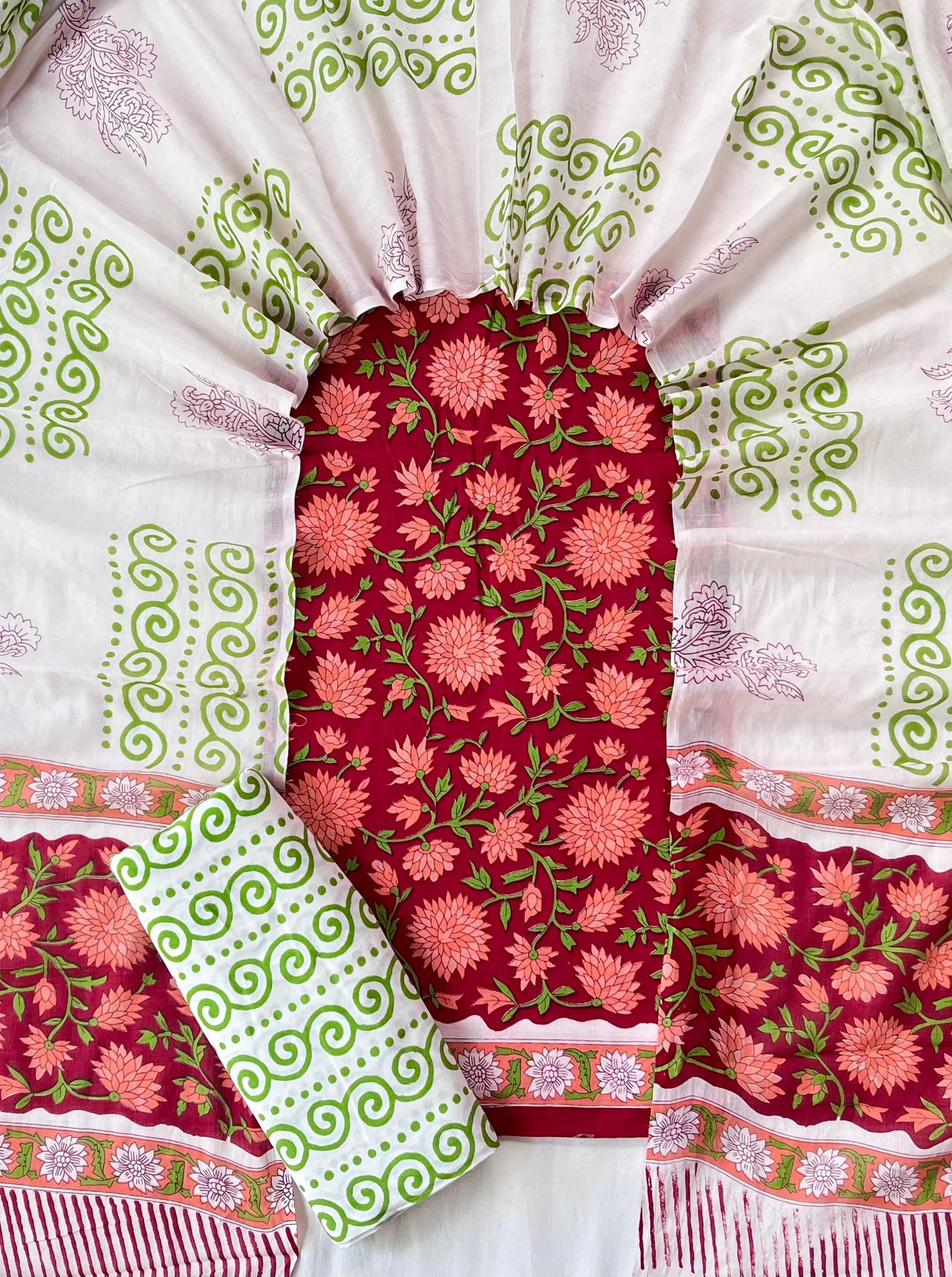 Cotton Dupatta Block Printed Suit