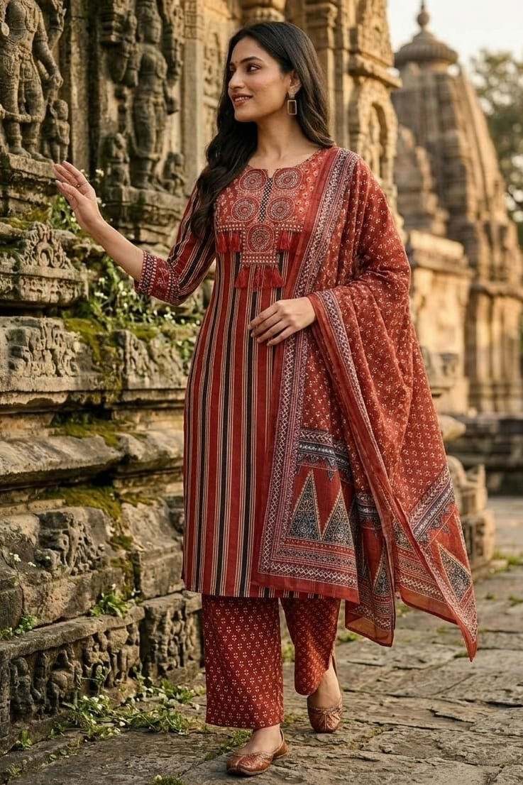 Cotton Printed Stitched Suit