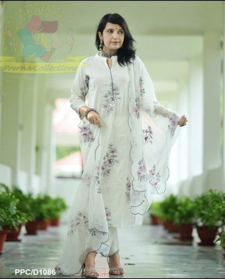 Handloom Cotton Embroidered Stitched Suit Set
