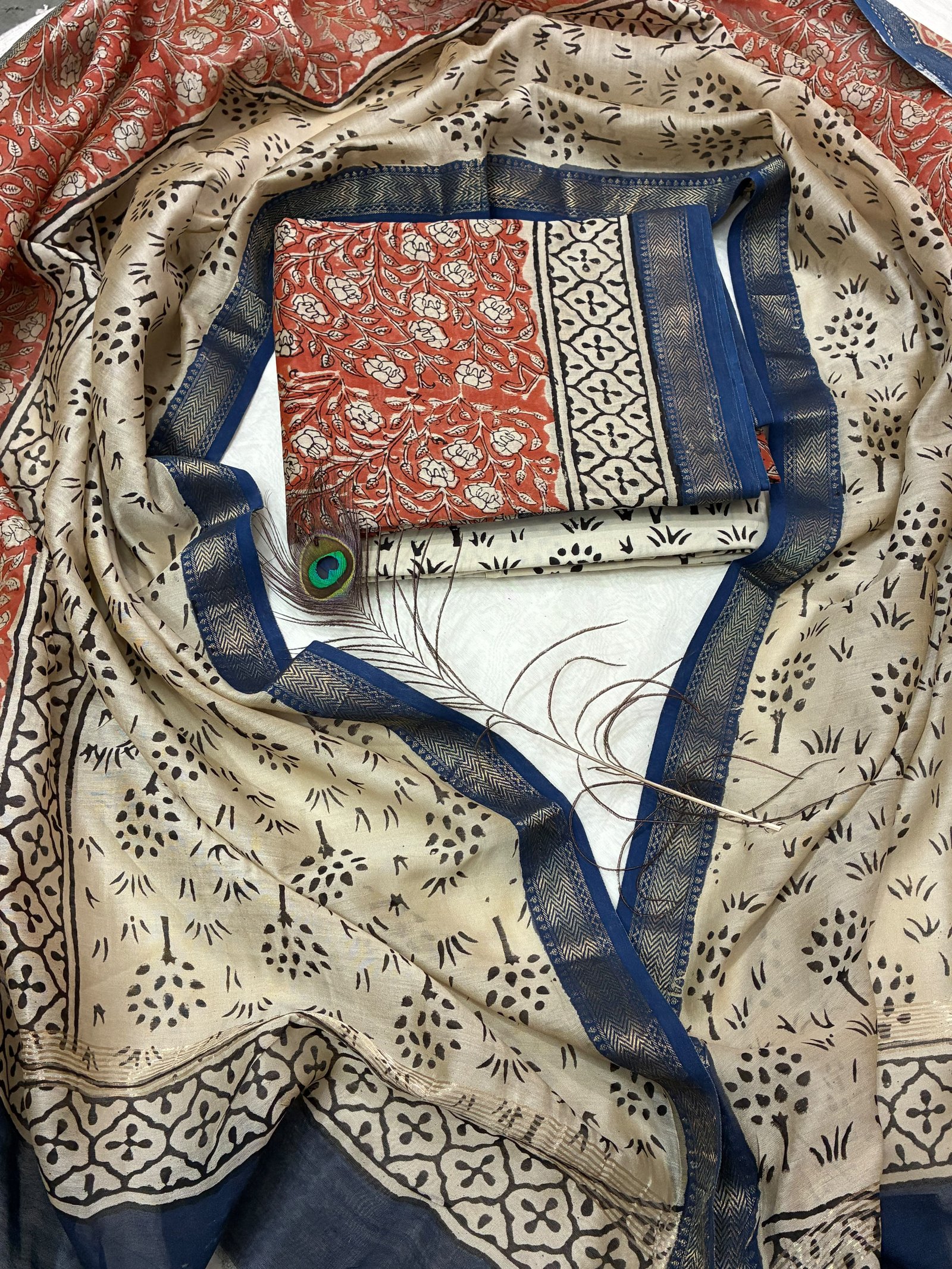 Maheshwari Block Printed Suit