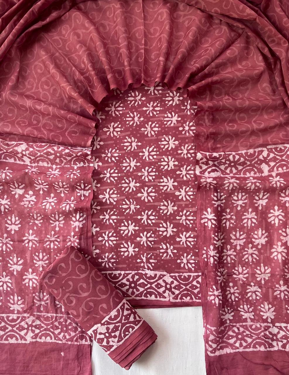 Cotton Dupatta Block Printed Suit