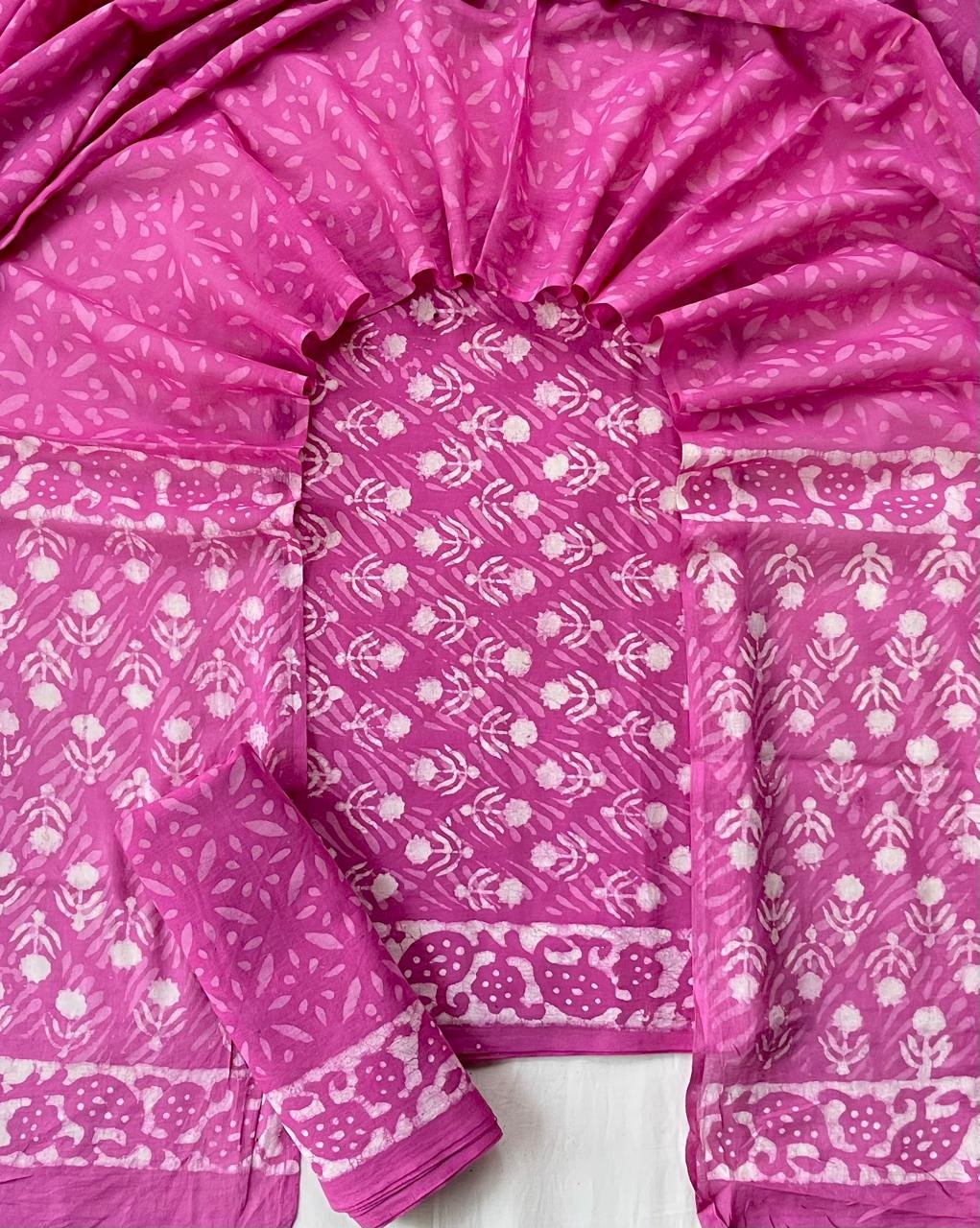 Cotton Dupatta Block Printed Suit