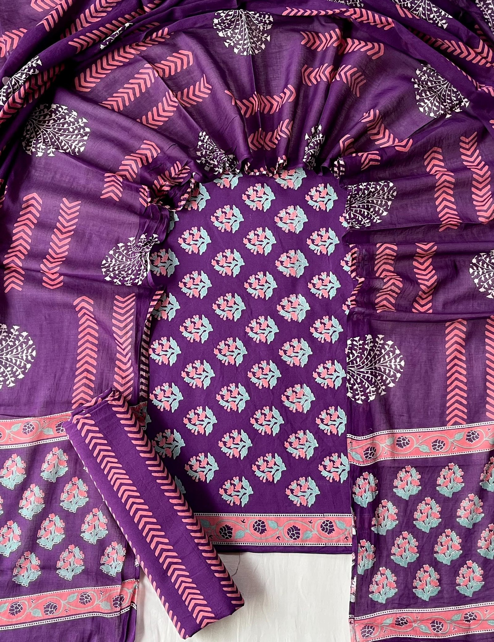 Cotton Dupatta Block Printed Suit