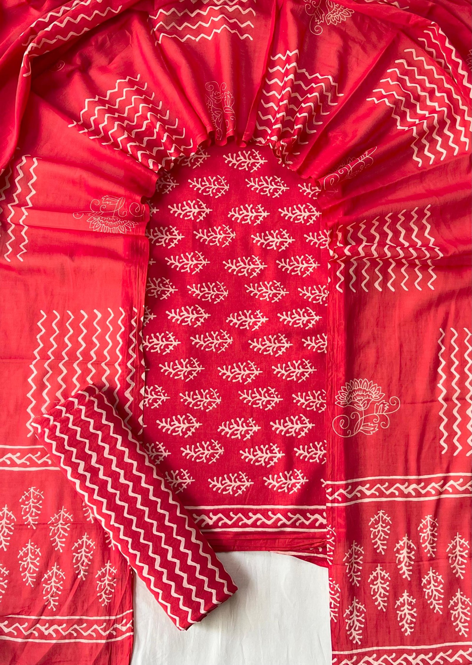 Cotton Dupatta Block Printed Suit