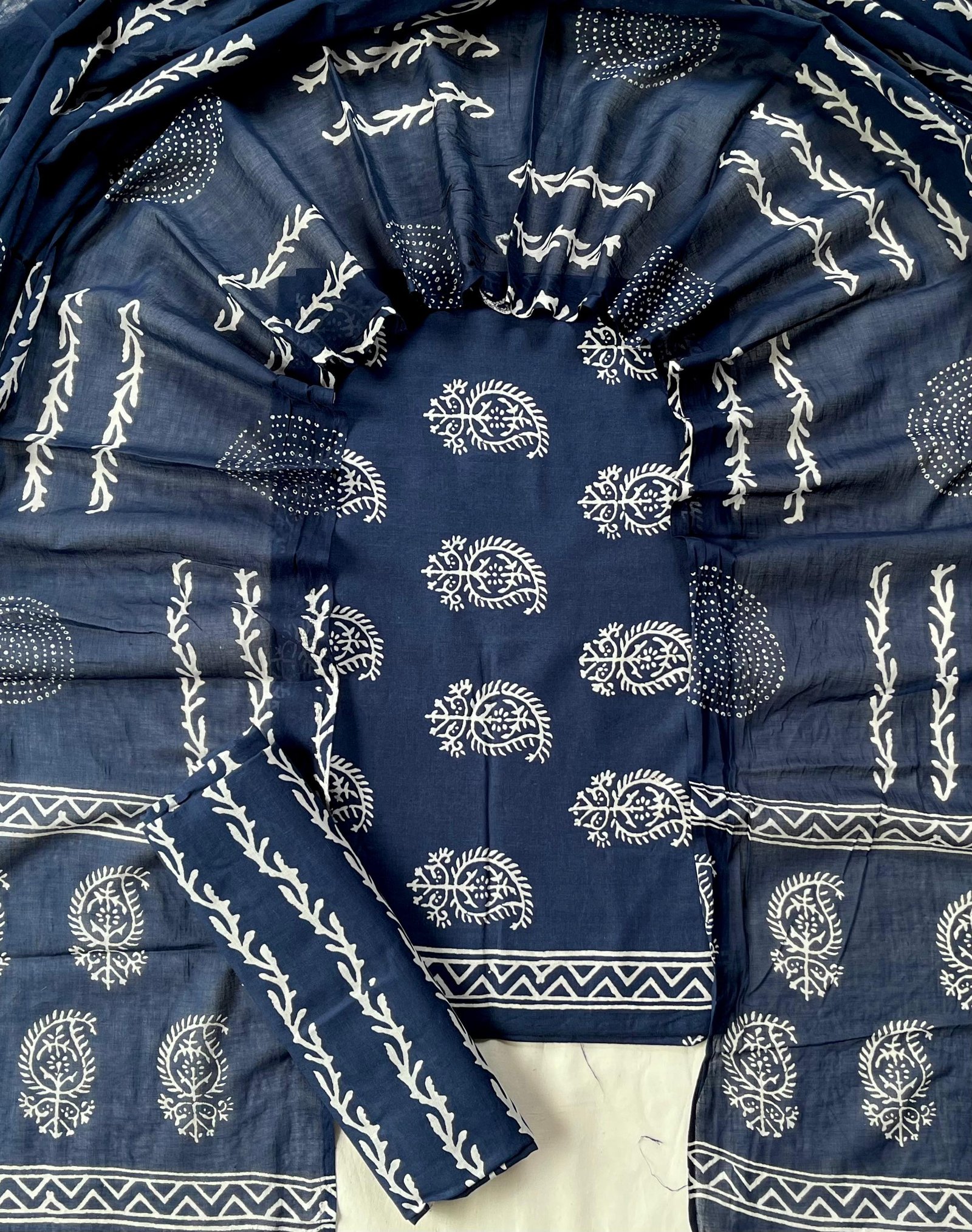 Cotton Dupatta Block Printed Suit