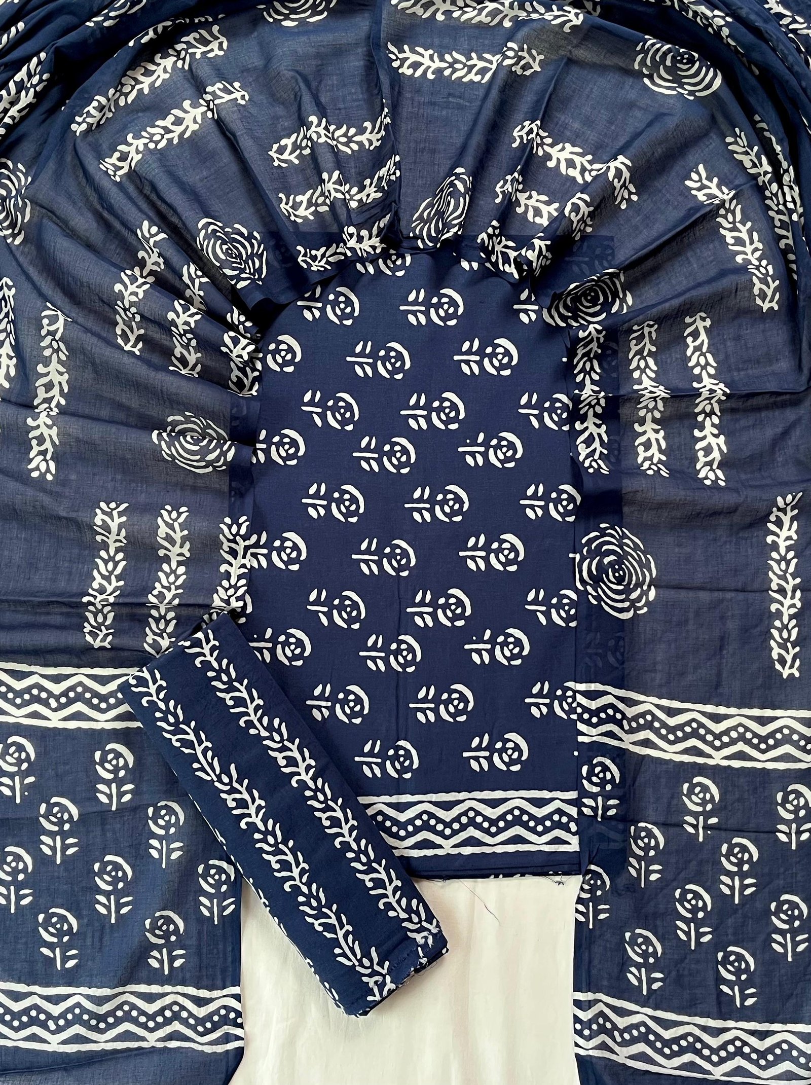 Cotton Dupatta Block Printed Suit
