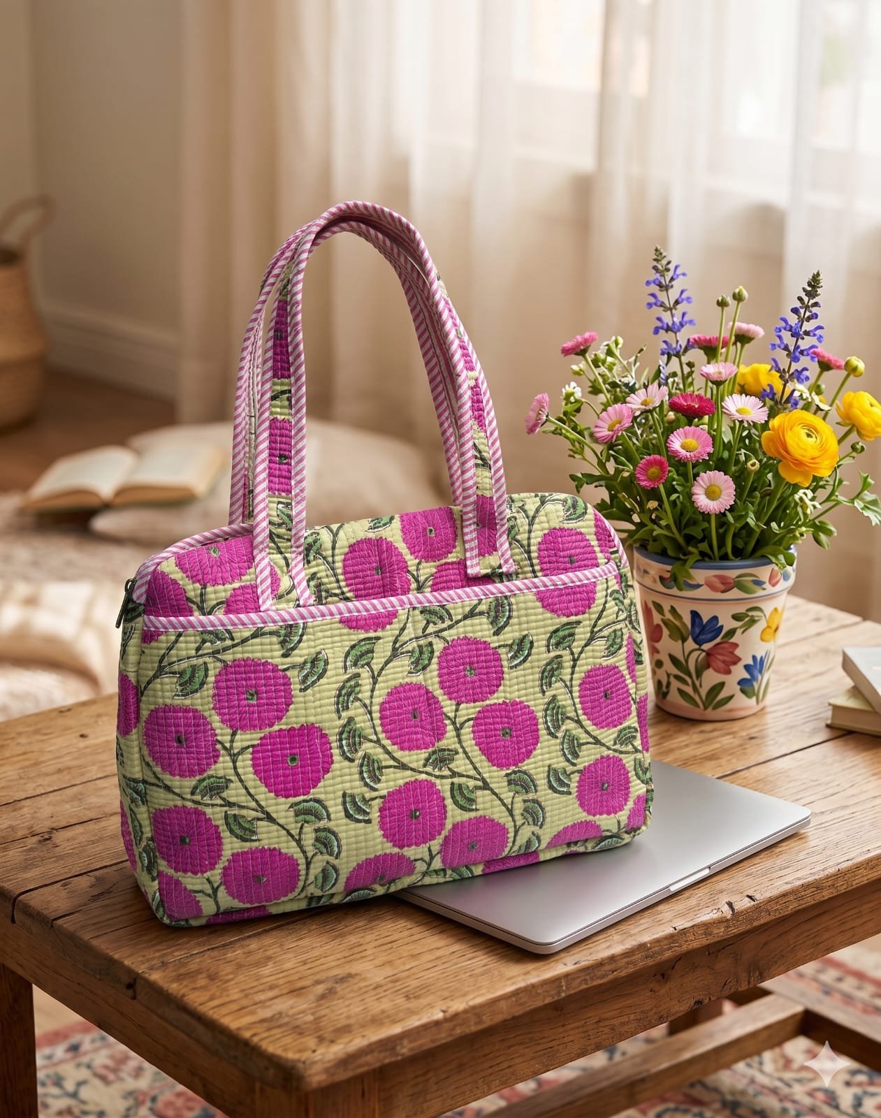 Cotton Quilted Laptop Bag