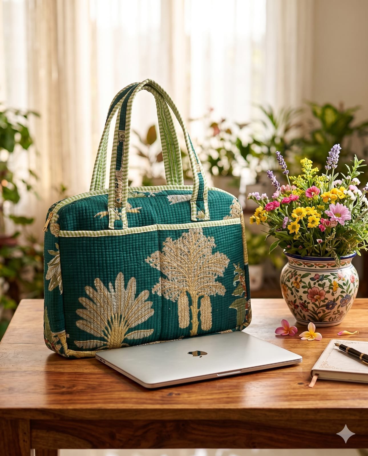 Cotton Quilted Laptop Bag