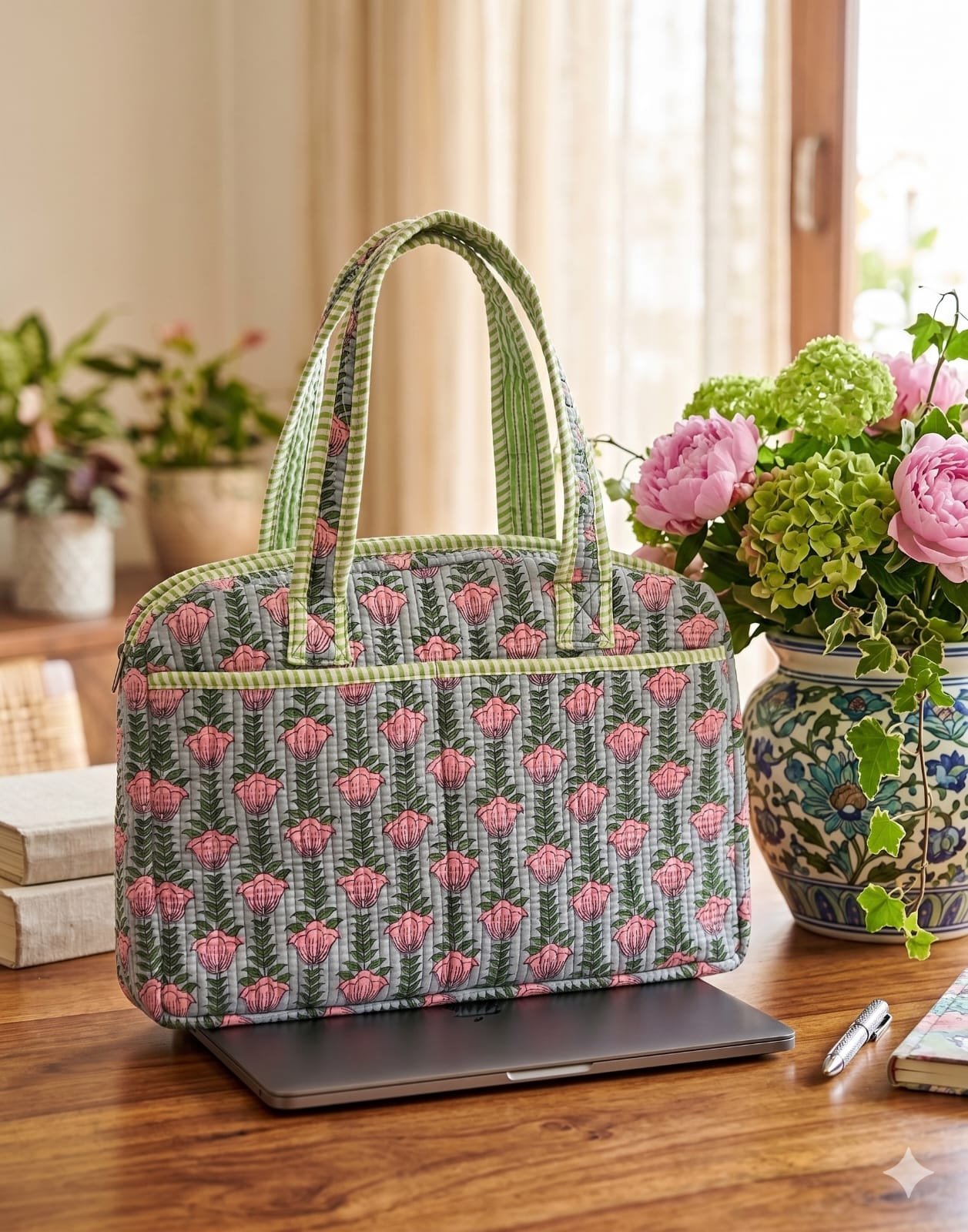 Cotton Quilted Laptop Bag