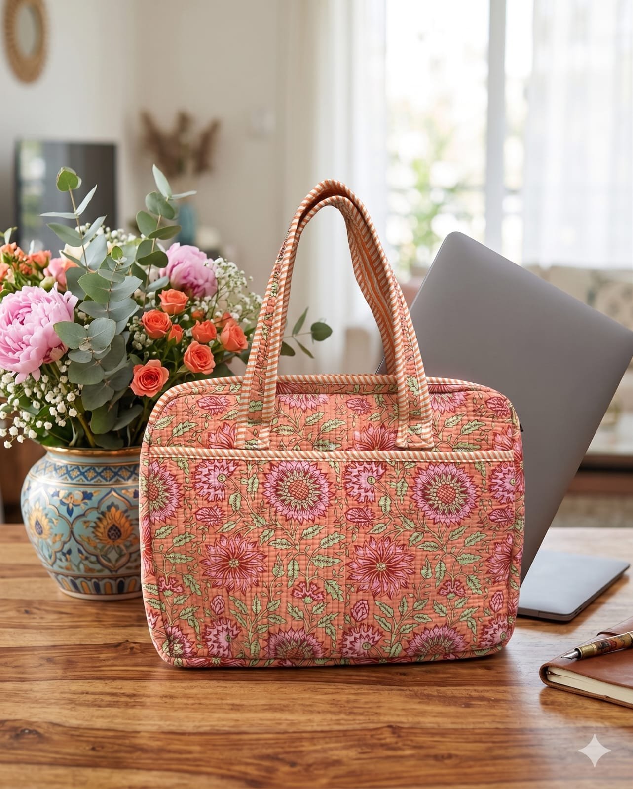 Cotton Quilted Laptop Bag