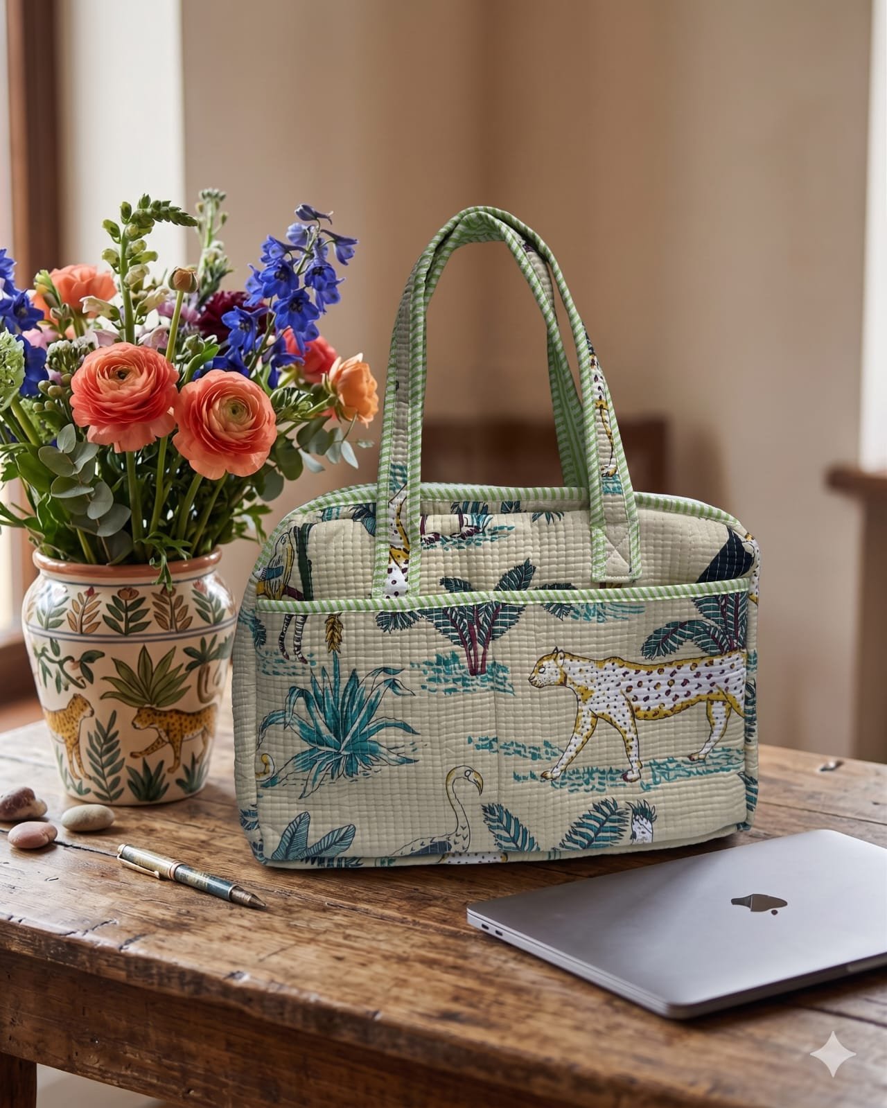 Cotton Quilted Laptop Bag
