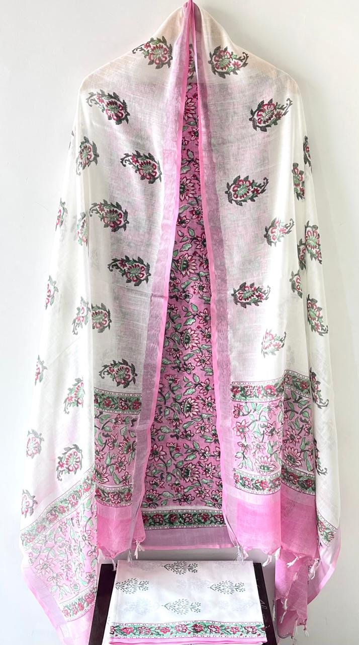 Cotton Linen Printed Suit