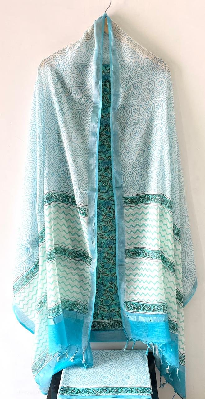 Cotton Linen Printed Suit