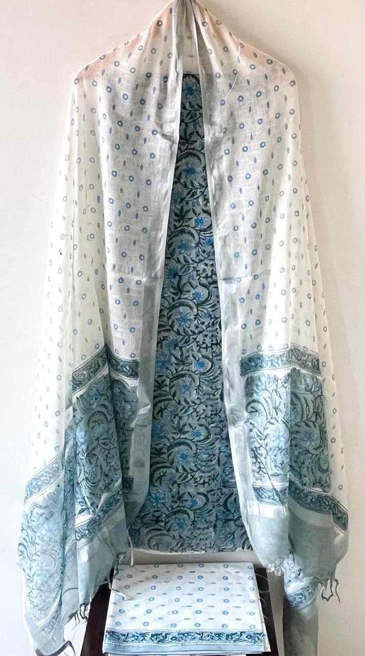 Cotton Linen Printed Suit