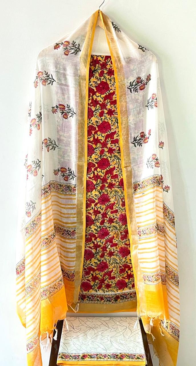 Cotton Linen Printed Suit