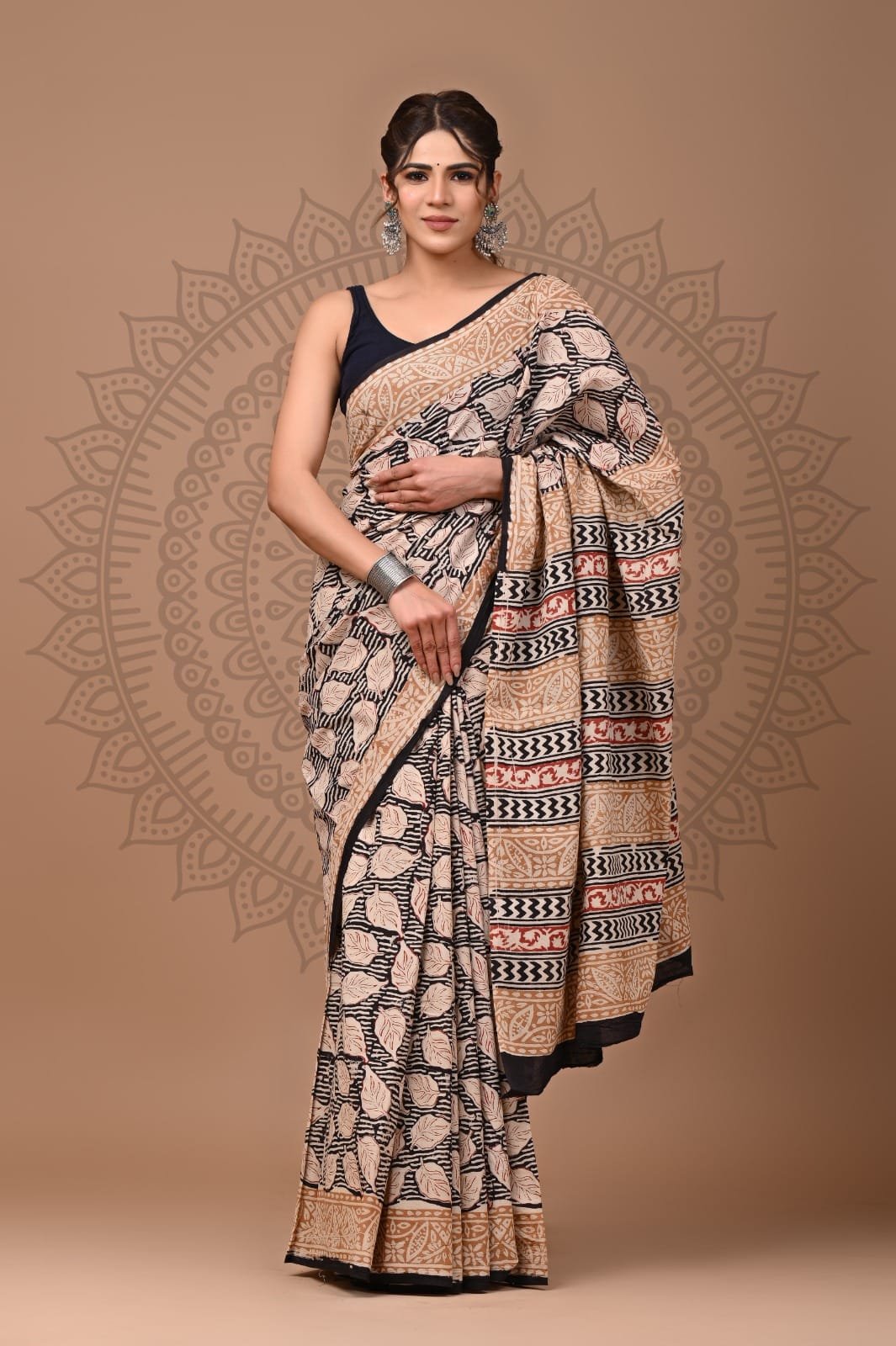 Cotton Hand Block Printed Saree