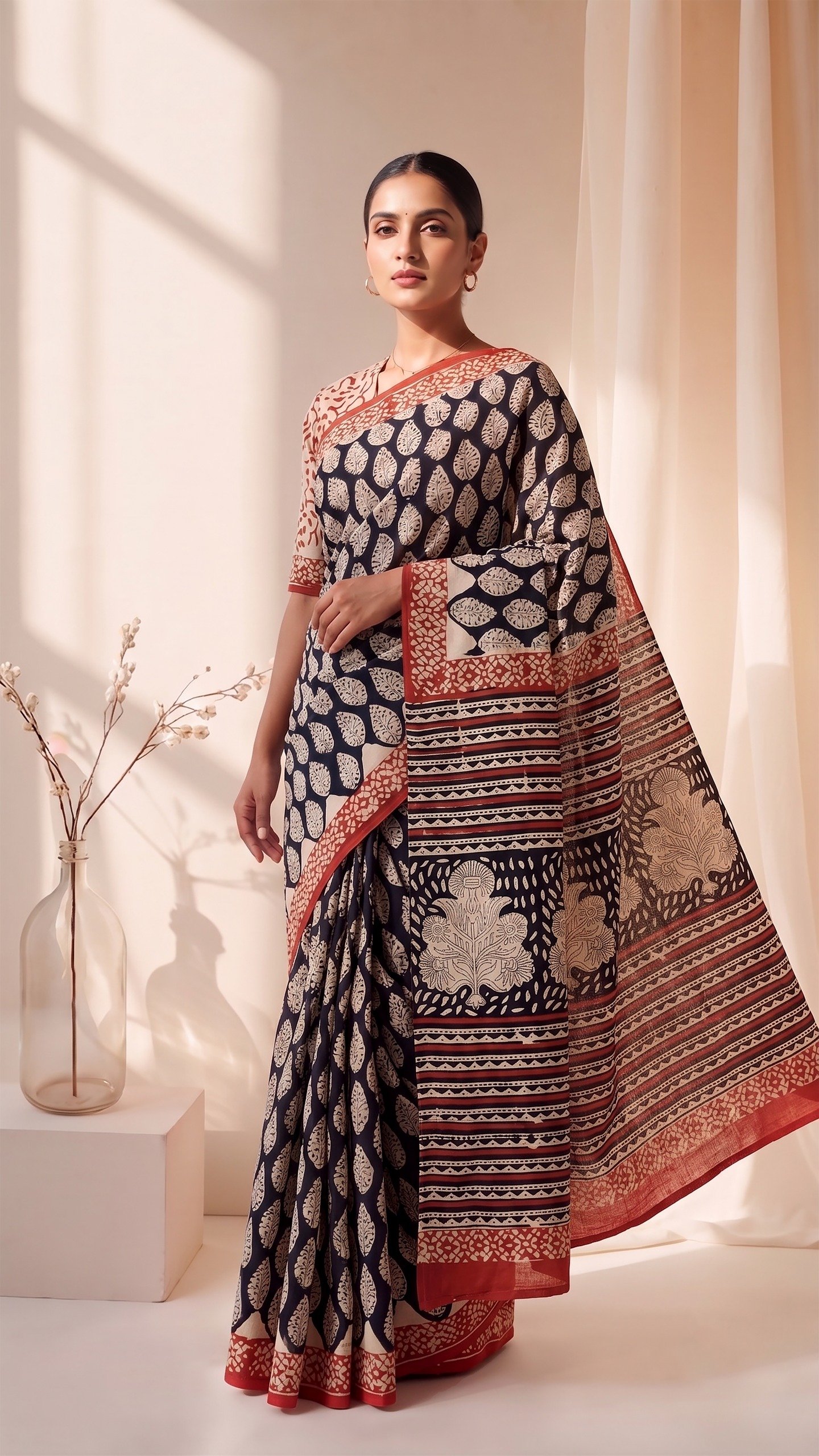 Cotton Hand Block Printed Saree