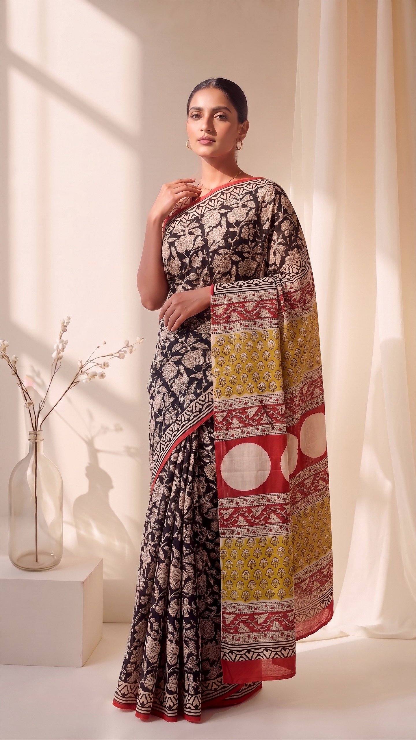 Cotton Hand Block Printed Saree