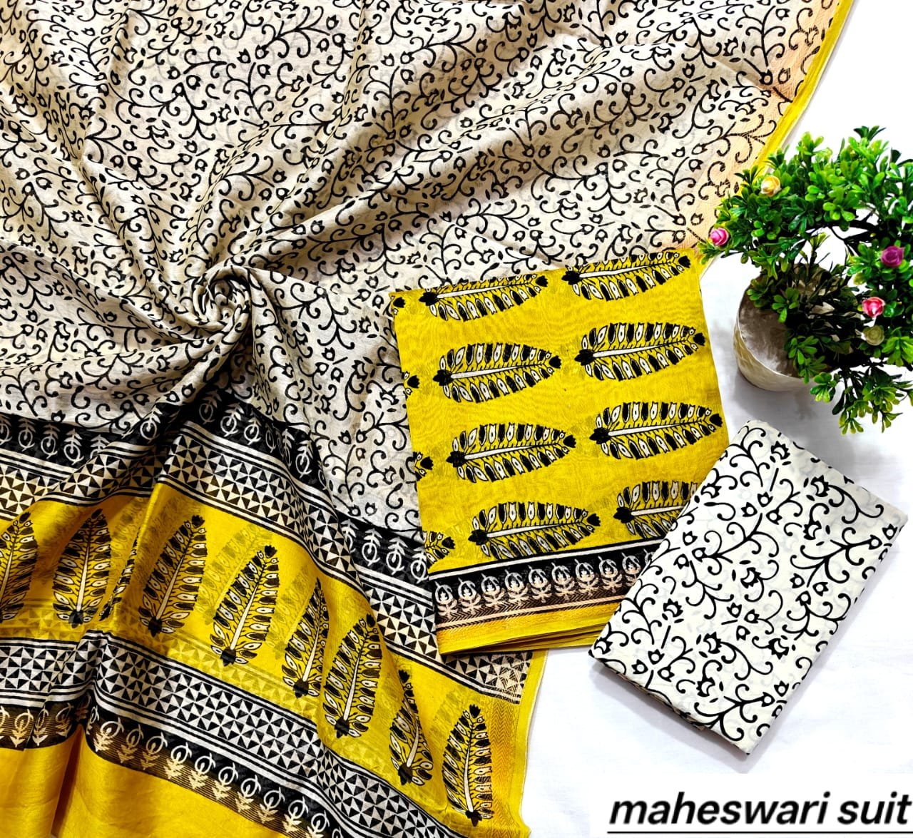 Maheshwari Block Printed Suit