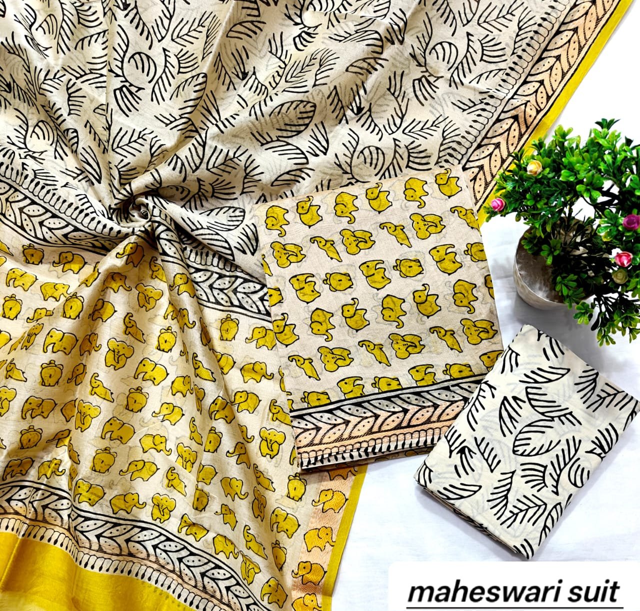 Maheshwari Block Printed Suit