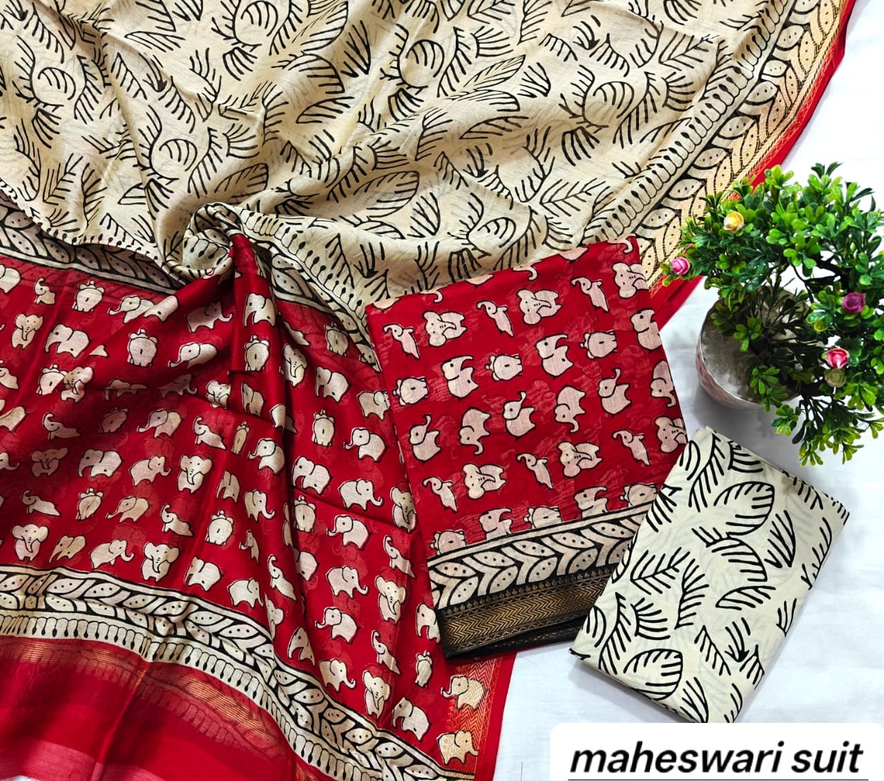 Maheshwari Block Printed Suit
