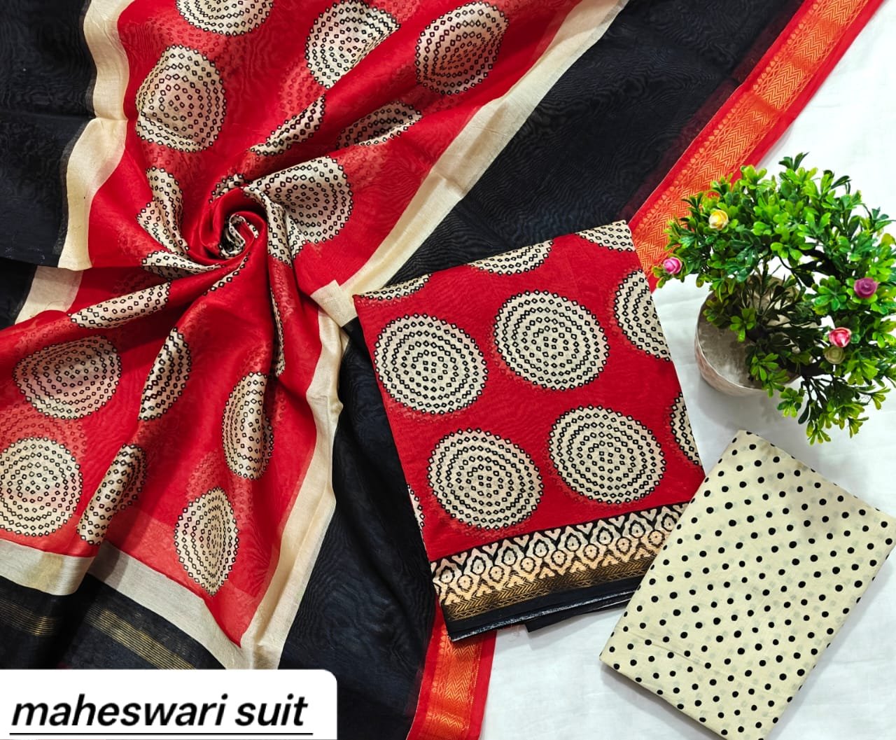 Maheshwari Block Printed Suit