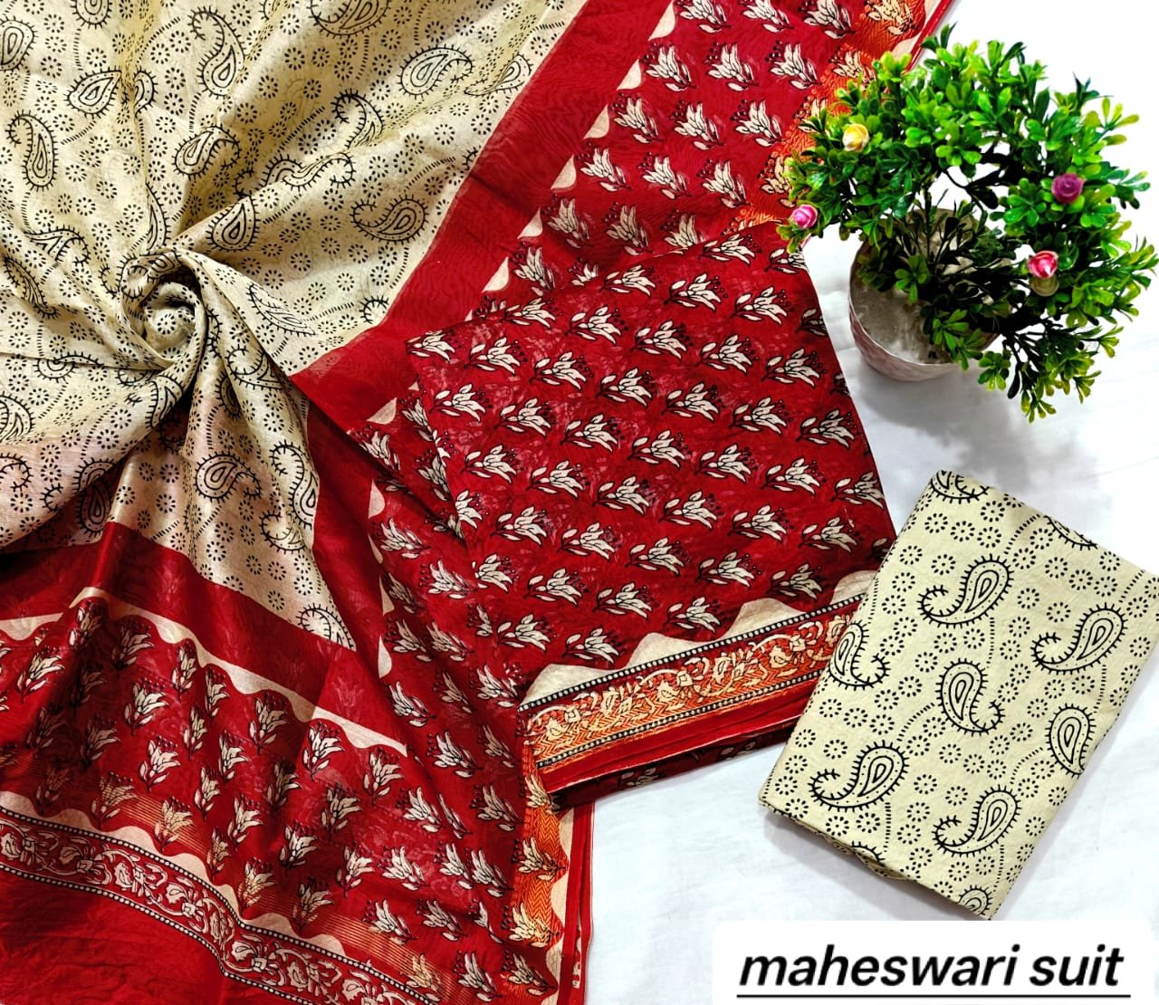Maheshwari Block Printed Suit