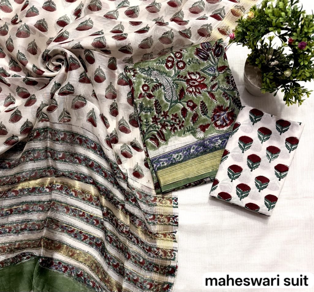 Maheshwari Block Printed Suit