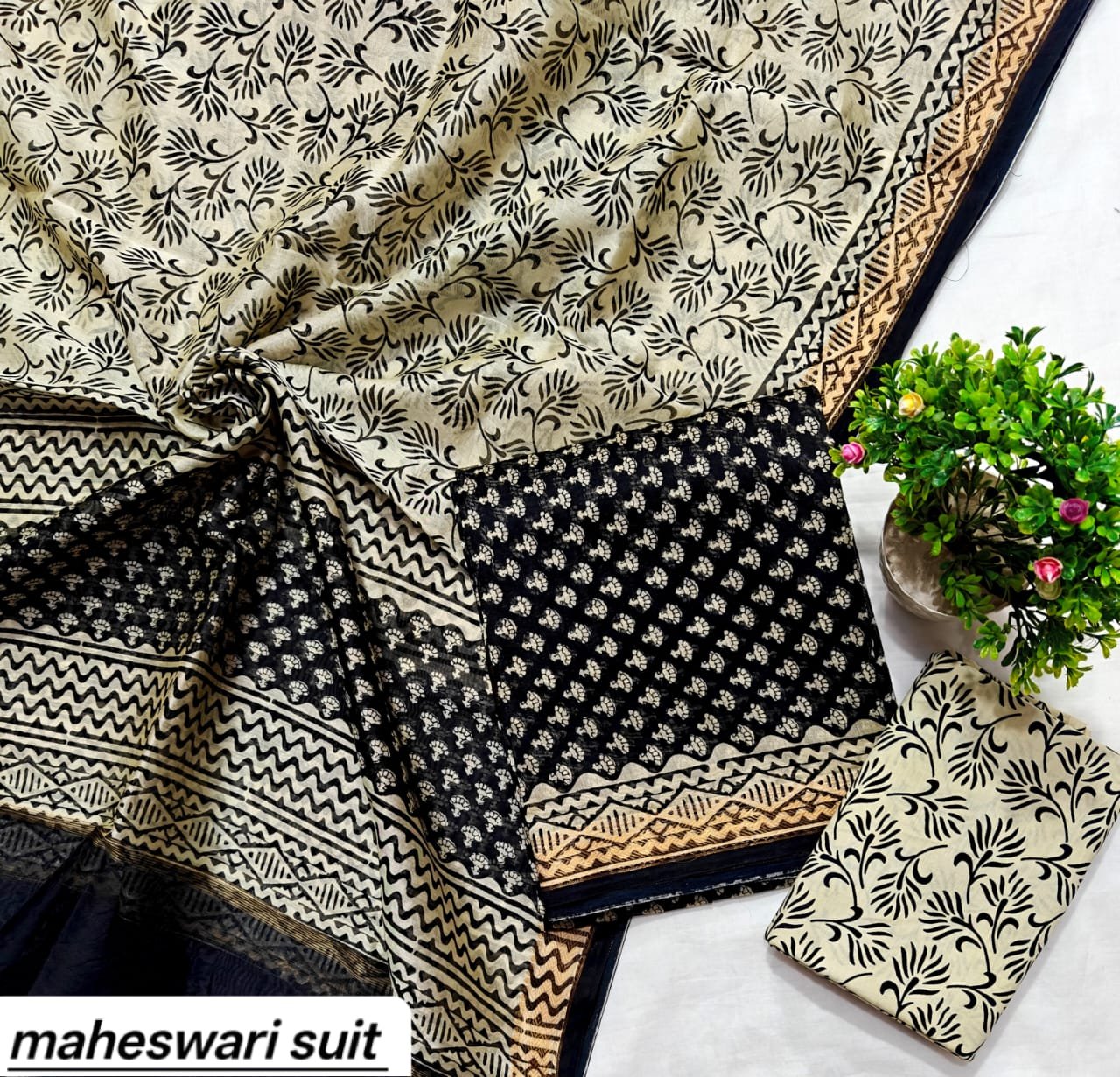 Maheshwari Block Printed Suit