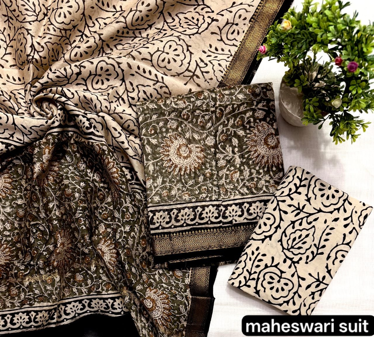 Maheshwari Block Printed Suit