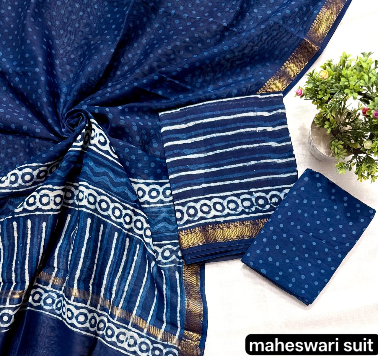 Maheshwari Block Printed Suit