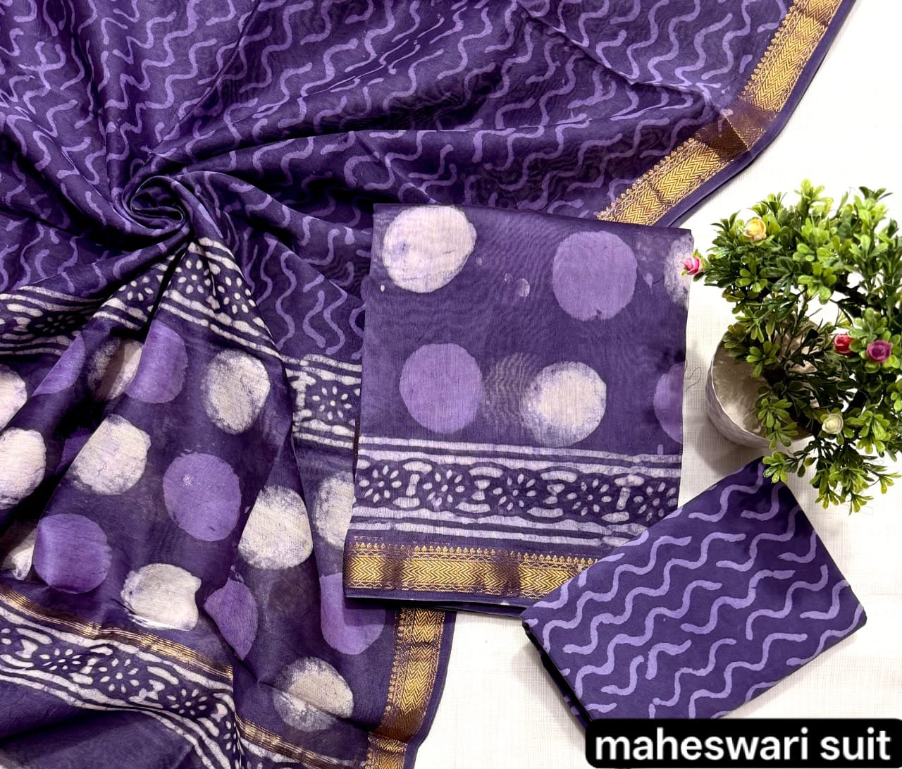 Maheshwari Block Printed Suit