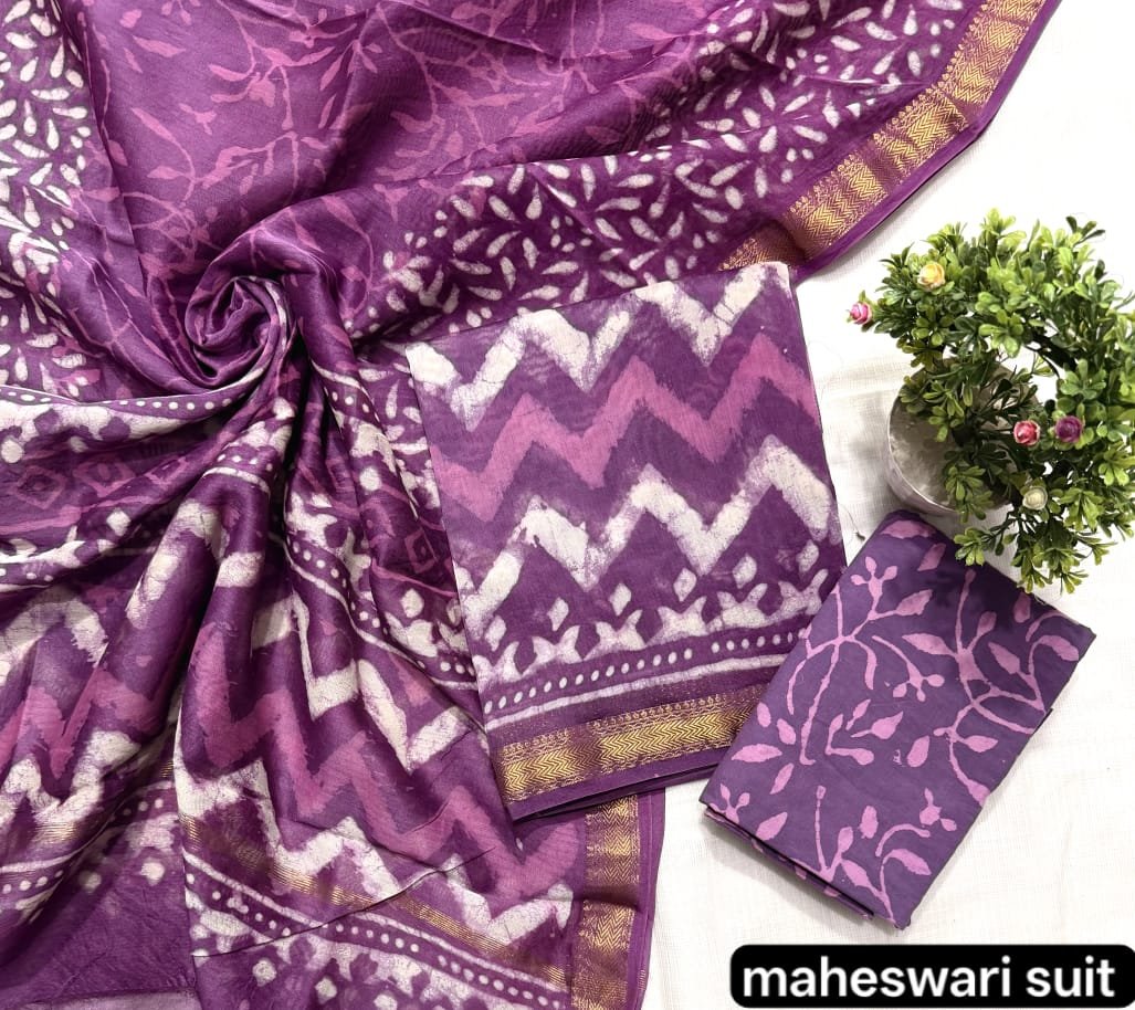 Maheshwari Block Printed Suit