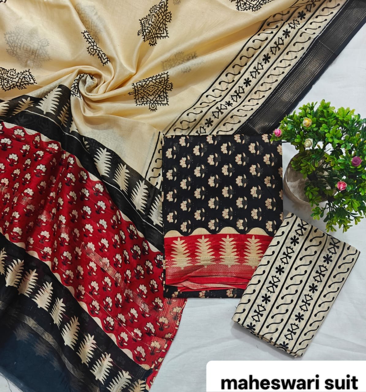 Maheshwari Block Printed Suit