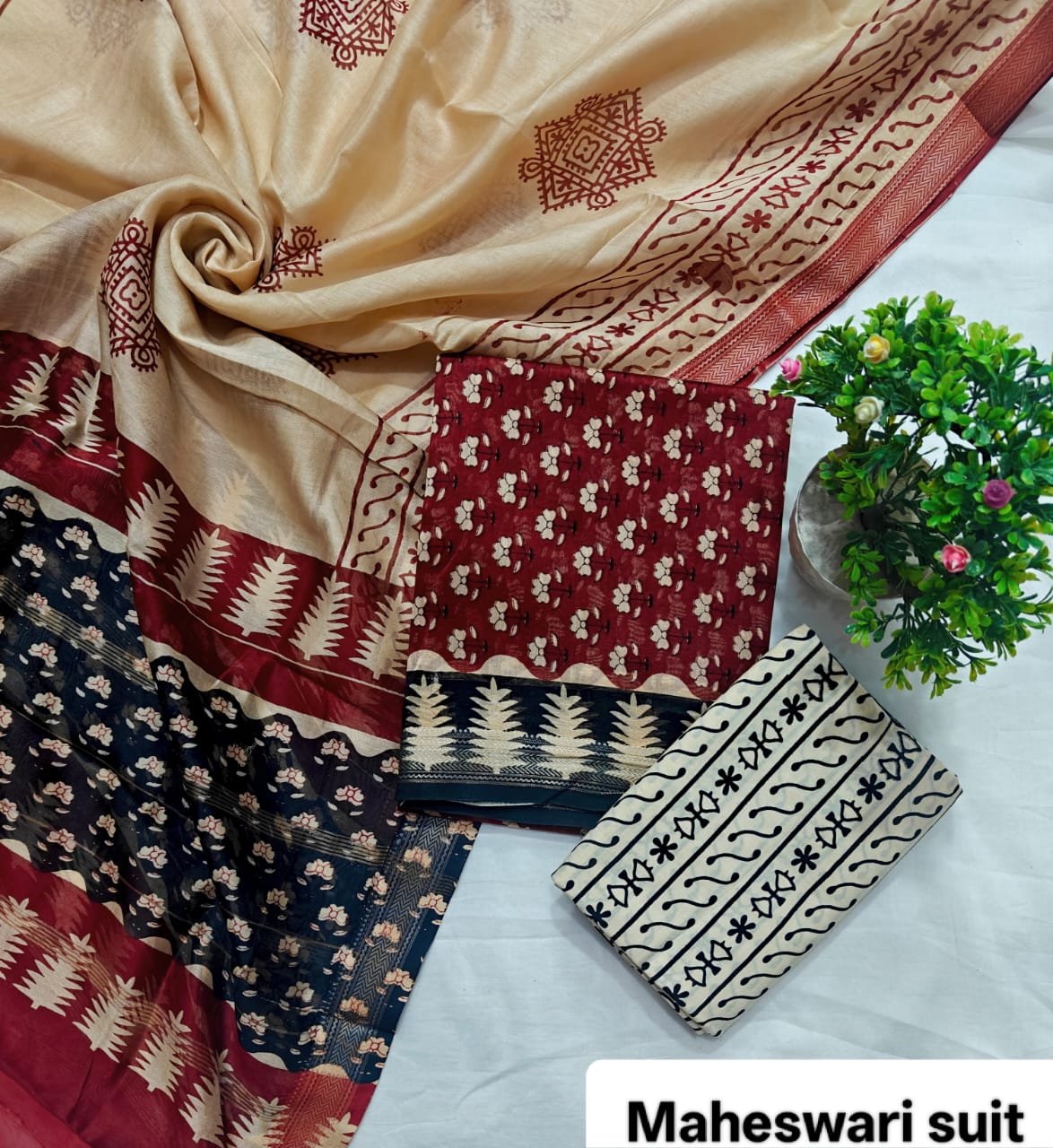 Maheshwari Block Printed Suit