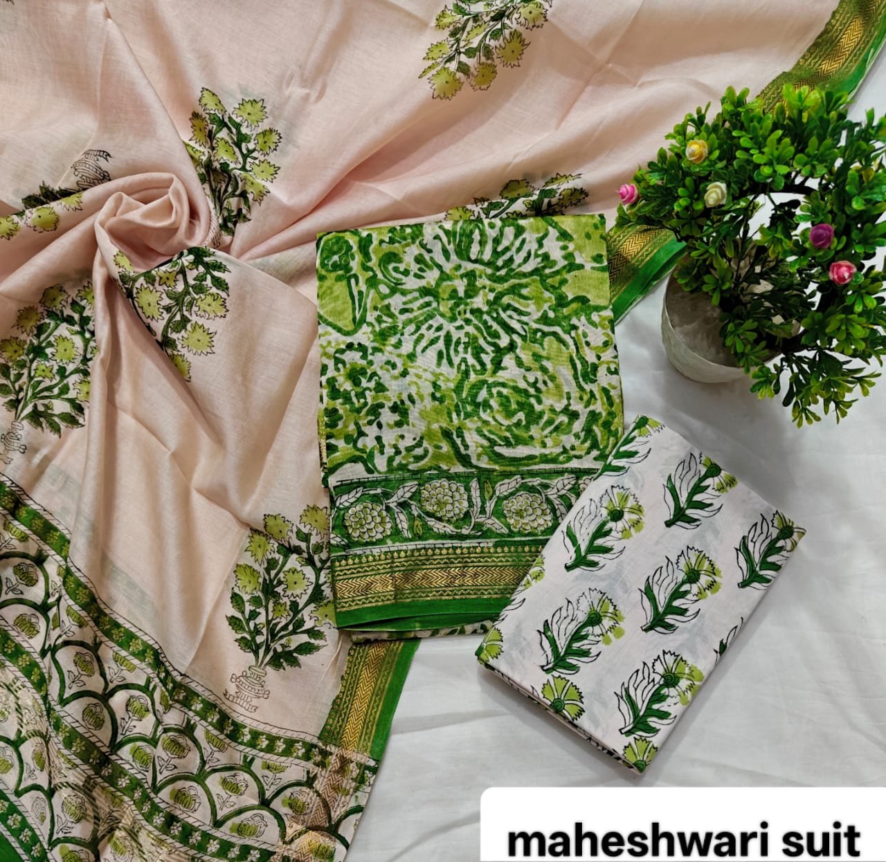 Maheshwari Block Printed Suit