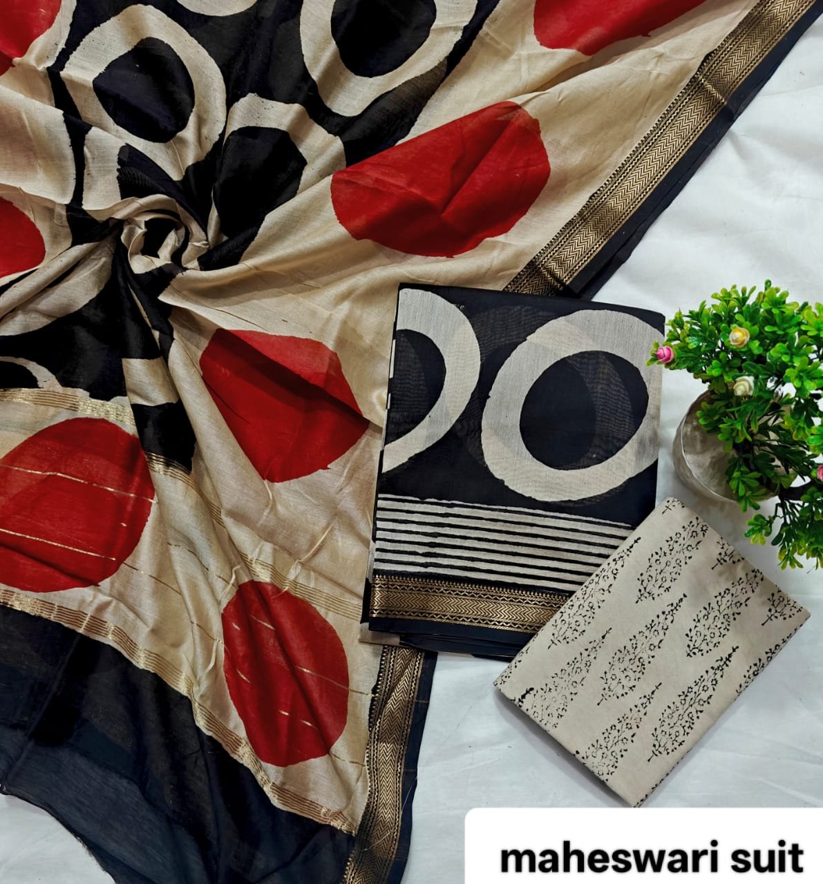 Maheshwari Block Printed Suit